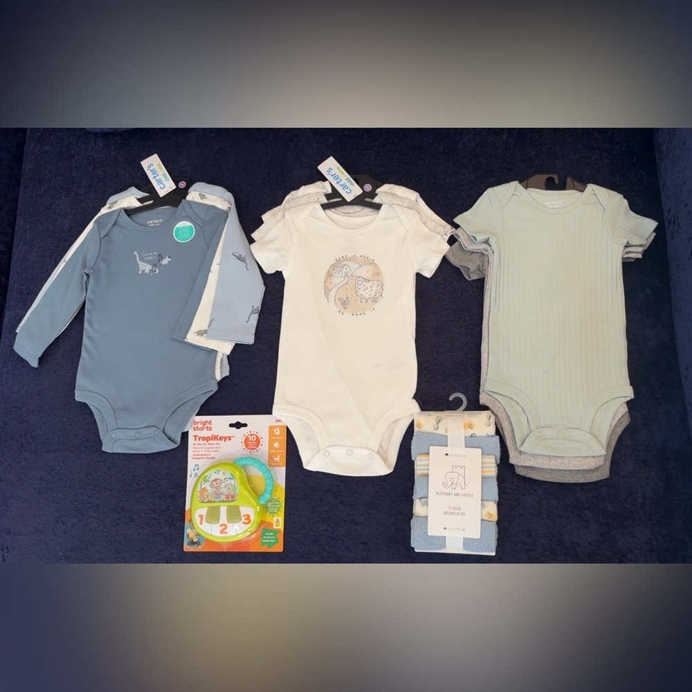 Carter's Blue, White, and Green Bodysuits Set Bundle 22 Pices